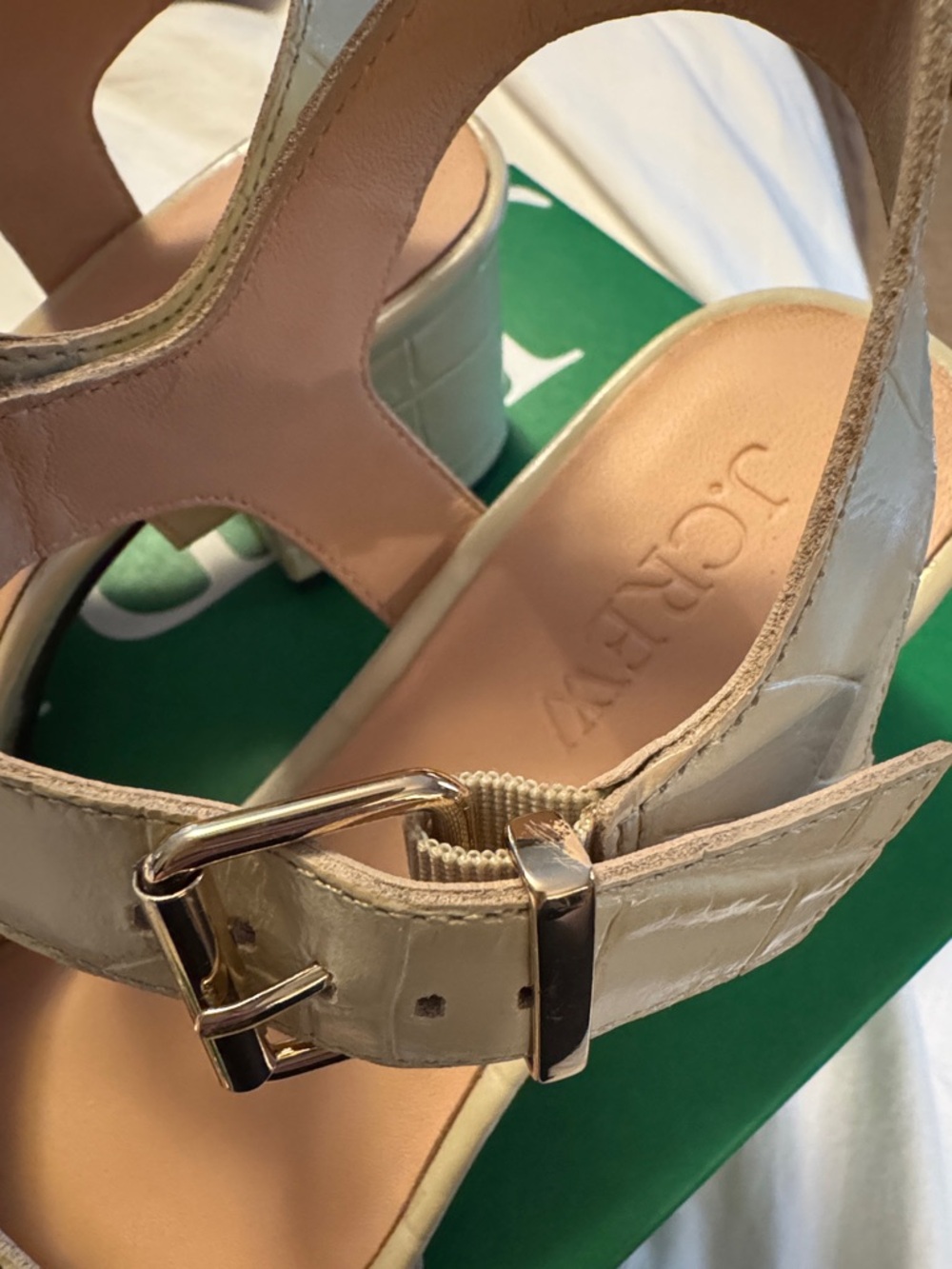 J.Crew Dylan buckle block-heel sandals in croc-embossed Italian leather CC030 - Picture 7 of 12